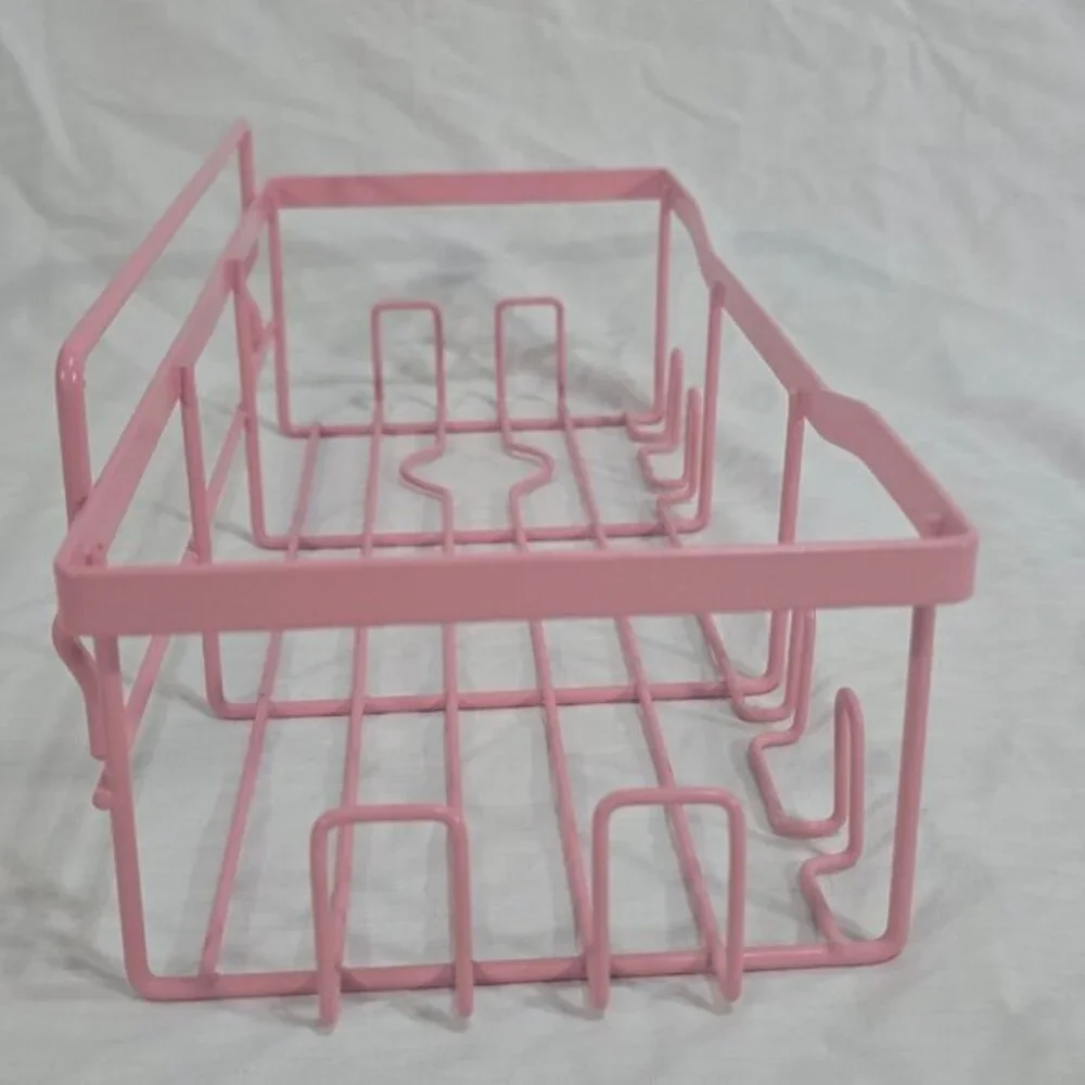 pink metal wire rust‎ resistant coating shower basket organizer storage caddy